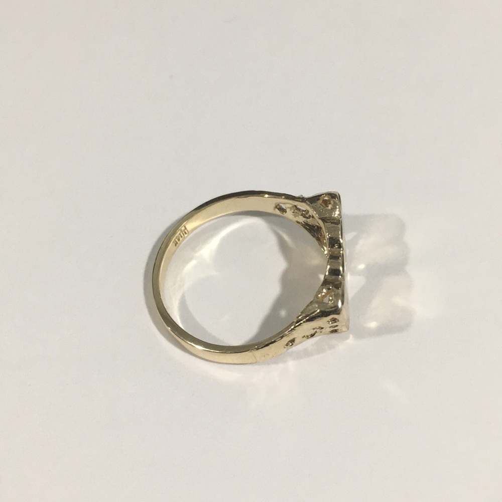14k Yellow Gold Double Heart ❤️ Ring - Picture 3 of 6